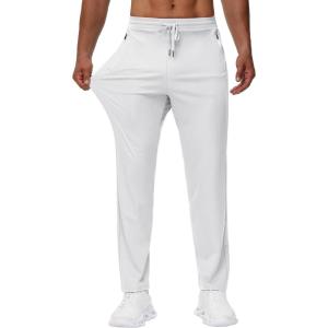 imageMens 30quot 34quot 36quot Tall Sweatpants  Lightweight Athletic Workout Running Traning Track Joggers Pants with Zipper Pocket04white