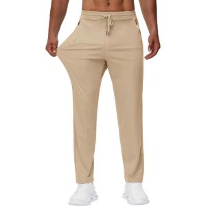 imageMens 30quot 34quot 36quot Tall Sweatpants  Lightweight Athletic Workout Running Traning Track Joggers Pants with Zipper Pocket05khaki