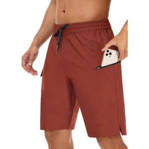 imageMens 9quot Swim Trunks No Liner  Quick Dry Long Board Shorts Bathing Suit Surf Beach Shorts with Zipper Pockets UPF50Dark Red