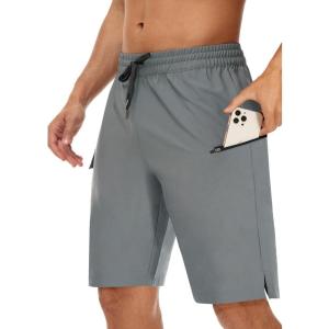 imageMens 9quot Swim Trunks No Liner  Quick Dry Long Board Shorts Bathing Suit Surf Beach Shorts with Zipper Pockets UPF50Grey
