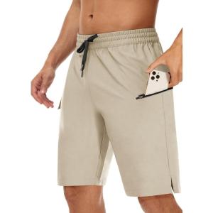 imageMens 9quot Swim Trunks No Liner  Quick Dry Long Board Shorts Bathing Suit Surf Beach Shorts with Zipper Pockets UPF50Khaki