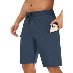 imageMens 9quot Swim Trunks No Liner  Quick Dry Long Board Shorts Bathing Suit Surf Beach Shorts with Zipper Pockets UPF50Navy