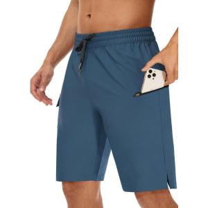 imageMens 9quot Swim Trunks No Liner  Quick Dry Long Board Shorts Bathing Suit Surf Beach Shorts with Zipper Pockets UPF50Navy Blue