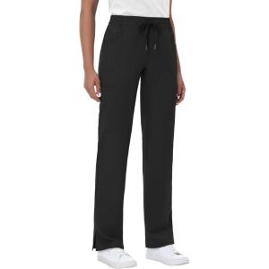 imageStraight Leg Scrub Pants for Women with 8 Pockets High Rise Modern Classic Fit Cargo Scrub Bottom Elastic Waist MedicalBlack
