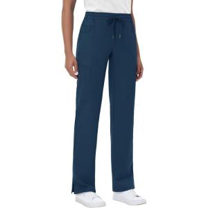 imageStraight Leg Scrub Pants for Women with 8 Pockets High Rise Modern Classic Fit Cargo Scrub Bottom Elastic Waist MedicalNavy