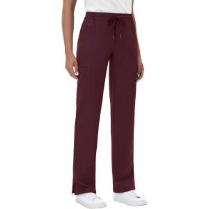 imageStraight Leg Scrub Pants for Women with 8 Pockets High Rise Modern Classic Fit Cargo Scrub Bottom Elastic Waist MedicalWine