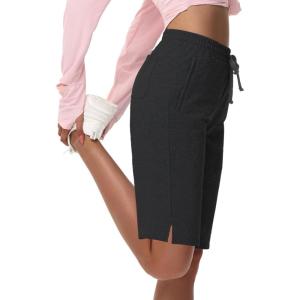 imageWomens 10quot Cotton Bermuda Shorts  Jersey Long Sweat Knee Length Athletic Lounge Walking Summer Shorts with Zip PocketBlack