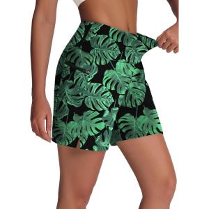 imageWomens 5quot Swim Shorts  Tummy Control High Waisted Loose Fitting with Zipper Pocket Liner Quick Dry Bottom UPF50Leaf