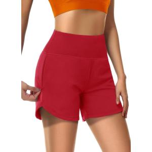 imageWomens 5quot Swim Shorts Tummy Control Quick Dry Swimsuit Bottom High Waist Loose Fitting with Zipper Pocket Liner UPF50Red