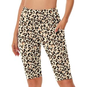 imageWomens High Waisted Long Swim Shorts  57912quot Tummy Control Swim Board Capris Bottoms Swimwear with Liner08leopard