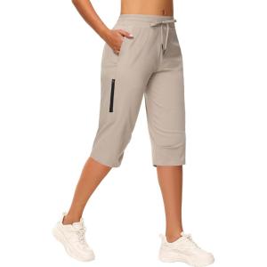 imageWomens Long Shorts 15quot Below The Knee Capri Hiking Shorts Quick Dry Lightweight Outdoor Casual Crop Pants CargoKhaki