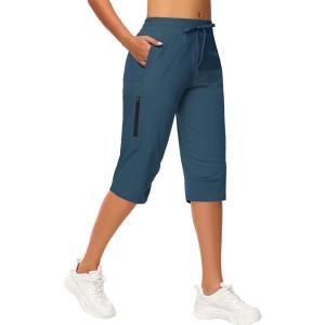 imageWomens Long Shorts 15quot Below The Knee Capri Hiking Shorts Quick Dry Lightweight Outdoor Casual Crop Pants CargoNavy