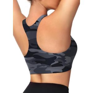 imageWomens Swim Bra Bikini Tops for Under Swim Shirt Sports Swimsuit Top Modest High Neck Removable Padded Quick Dry UPF50Camouflage Gray