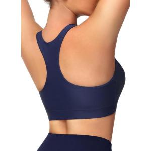 imageWomens Swim Bra Bikini Tops for Under Swim Shirt Sports Swimsuit Top Modest High Neck Removable Padded Quick Dry UPF50Dark Blue