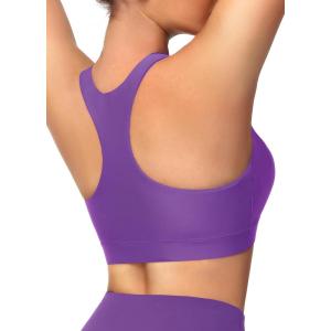 imageWomens Swim Bra Bikini Tops for Under Swim Shirt Sports Swimsuit Top Modest High Neck Removable Padded Quick Dry UPF50Dark Purple