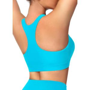 imageWomens Swim Bra Bikini Tops for Under Swim Shirt Sports Swimsuit Top Modest High Neck Removable Padded Quick Dry UPF50Light Blue