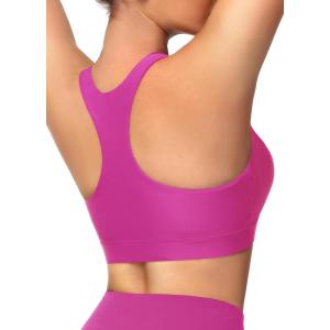 imageWomens Swim Bra Bikini Tops for Under Swim Shirt Sports Swimsuit Top Modest High Neck Removable Padded Quick Dry UPF50Pink