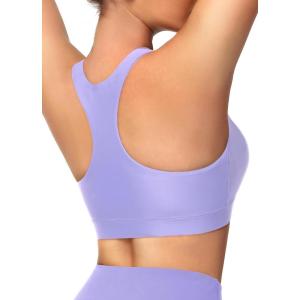 imageWomens Swim Bra Bikini Tops for Under Swim Shirt Sports Swimsuit Top Modest High Neck Removable Padded Quick Dry UPF50Purple