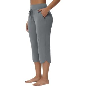 imageWomens Swim Capris Long Shorts Quick Dry UPF 50 Lightweight 2025 Swimming Pants with Zipper PocketsDark Gray