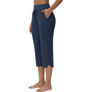 imageWomens Swim Capris Long Shorts Quick Dry UPF 50 Lightweight 2025 Swimming Pants with Zipper PocketsNavy Blue