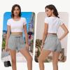 imageWomens Cotton Sweat Shorts with Zipper Pockets High Waisted Tummy Control Soft Comfy Athletic Workout Lounge Short 2024Grey