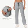 imageWomens Cotton Yoga Sweatpants  Athletic Casual Lounge Open Bottom Straight Leg Loose Sweat Pants with Zip PocketsGrey