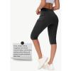 imageWomens Hiking Long Shorts Knee Length Capri Leggings with Zip Pockets High Waisted Biker Short Athletic Outdoor TravelBlack