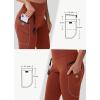 imageWomens Hiking Long Shorts Knee Length Capri Leggings with Zip Pockets High Waisted Biker Short Athletic Outdoor TravelDate Red