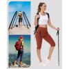 imageWomens Hiking Long Shorts Knee Length Capri Leggings with Zip Pockets High Waisted Biker Short Athletic Outdoor TravelDate Red