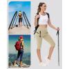 imageWomens Hiking Long Shorts Knee Length Capri Leggings with Zip Pockets High Waisted Biker Short Athletic Outdoor TravelKhaki