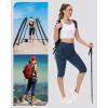imageWomens Hiking Long Shorts Knee Length Capri Leggings with Zip Pockets High Waisted Biker Short Athletic Outdoor TravelNavy
