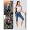 imageWomens Hiking Long Shorts Knee Length Capri Leggings with Zip Pockets High Waisted Biker Short Athletic Outdoor TravelNavy Blue