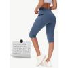 imageWomens Hiking Long Shorts Knee Length Capri Leggings with Zip Pockets High Waisted Biker Short Athletic Outdoor TravelNavy Blue