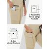 imageWomens Hiking Pants High Waisted Leggings Waterproof with Zipper Cargo Pockets Running Workout Athletic Tights 25Khaki