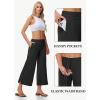 imageWomens Wide Leg Cropped Pants with Zipper Pockets Yoga Casual Travel Work Lightweight Quick Dry PantsBlack