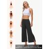 imageWomens Wide Leg Cropped Pants with Zipper Pockets Yoga Casual Travel Work Lightweight Quick Dry PantsBlack