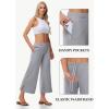 imageWomens Wide Leg Cropped Pants with Zipper Pockets Yoga Casual Travel Work Lightweight Quick Dry PantsGrey