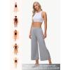 imageWomens Wide Leg Cropped Pants with Zipper Pockets Yoga Casual Travel Work Lightweight Quick Dry PantsGrey