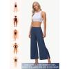 imageWomens Wide Leg Cropped Pants with Zipper Pockets Yoga Casual Travel Work Lightweight Quick Dry PantsNavy Blue