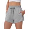 imageWomens Cotton Sweat Shorts with Zipper Pockets High Waisted Tummy Control Soft Comfy Athletic Workout Lounge Short 2024Grey