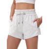 imageWomens Cotton Sweat Shorts with Zipper Pockets High Waisted Tummy Control Soft Comfy Athletic Workout Lounge Short 2024White