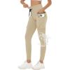 imageWomens Hiking Pants High Waisted Leggings Waterproof with Zipper Cargo Pockets Running Workout Athletic Tights 25Khaki