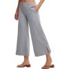 imageWomens Wide Leg Cropped Pants with Zipper Pockets Yoga Casual Travel Work Lightweight Quick Dry PantsGrey