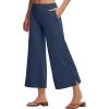 imageWomens Wide Leg Cropped Pants with Zipper Pockets Yoga Casual Travel Work Lightweight Quick Dry PantsNavy Blue
