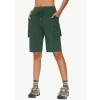 image:imageWomens 9 Bermuda Hiking Cargo Travel Shorts with Zipper Pockets Quick Dry Knee Length Long Board Short Summer BeachArmy Green