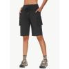 image:imageWomens 9 Bermuda Hiking Cargo Travel Shorts with Zipper Pockets Quick Dry Knee Length Long Board Short Summer BeachBlack