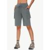 image:imageWomens 9 Bermuda Hiking Cargo Travel Shorts with Zipper Pockets Quick Dry Knee Length Long Board Short Summer BeachGrey