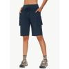 image:imageWomens 9 Bermuda Hiking Cargo Travel Shorts with Zipper Pockets Quick Dry Knee Length Long Board Short Summer BeachNavy