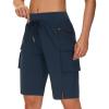 image:imageWomens 9 Bermuda Hiking Cargo Travel Shorts with Zipper Pockets Quick Dry Knee Length Long Board Short Summer BeachNavy