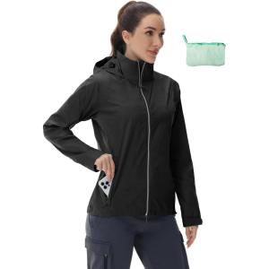 image:imageWomens Lightweight Rain Jackets  Packable Waterproof Hood Windbreaker Raincoat for Spring Travel Hiking Outdoor